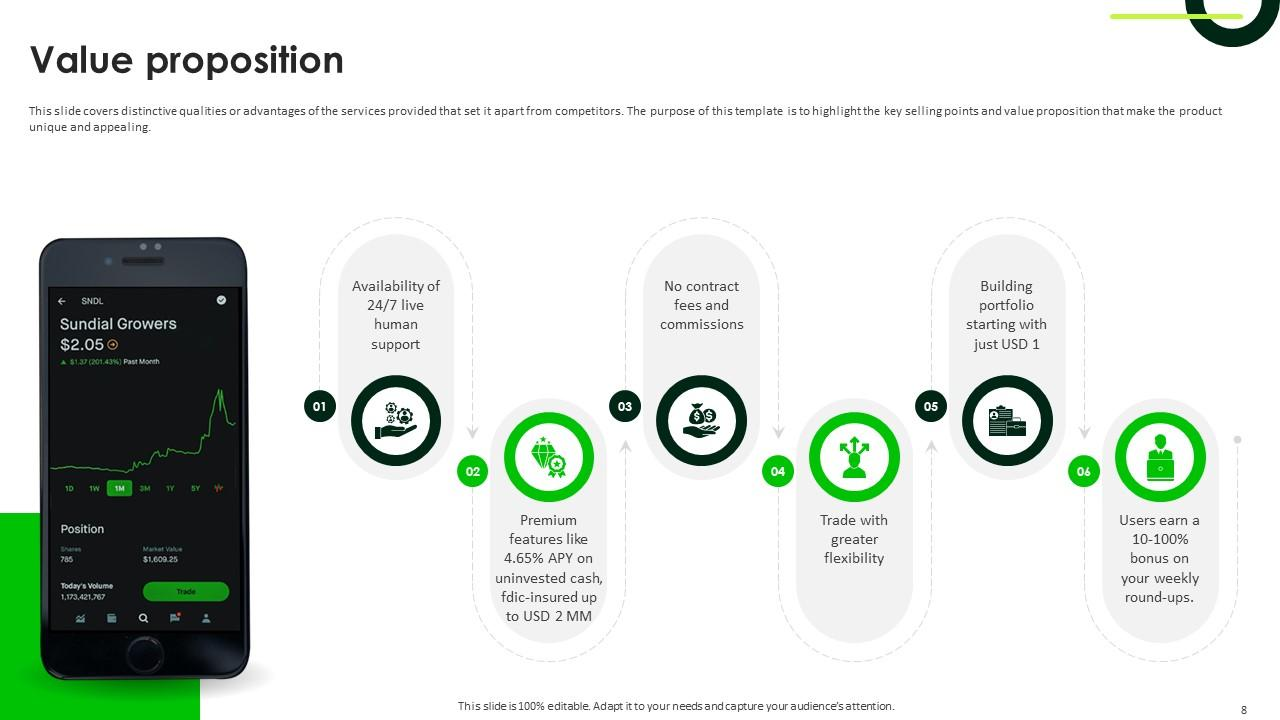 Value Proposition PowerPoint Template in Robinhood Pitch Deck