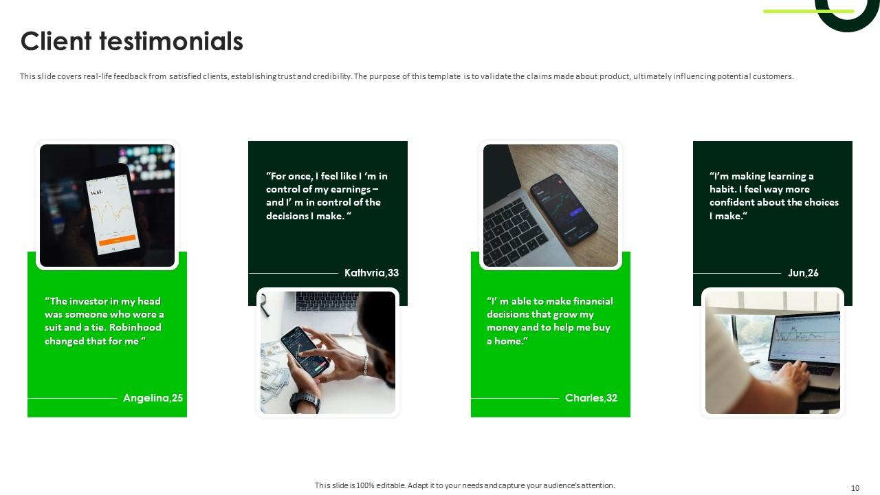 Robinhood Client Testimonials Pitch Deck PPT Template