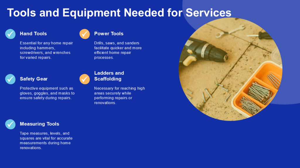 Tools and Equipment Needed for Services Tools and Equipment Needed for Services