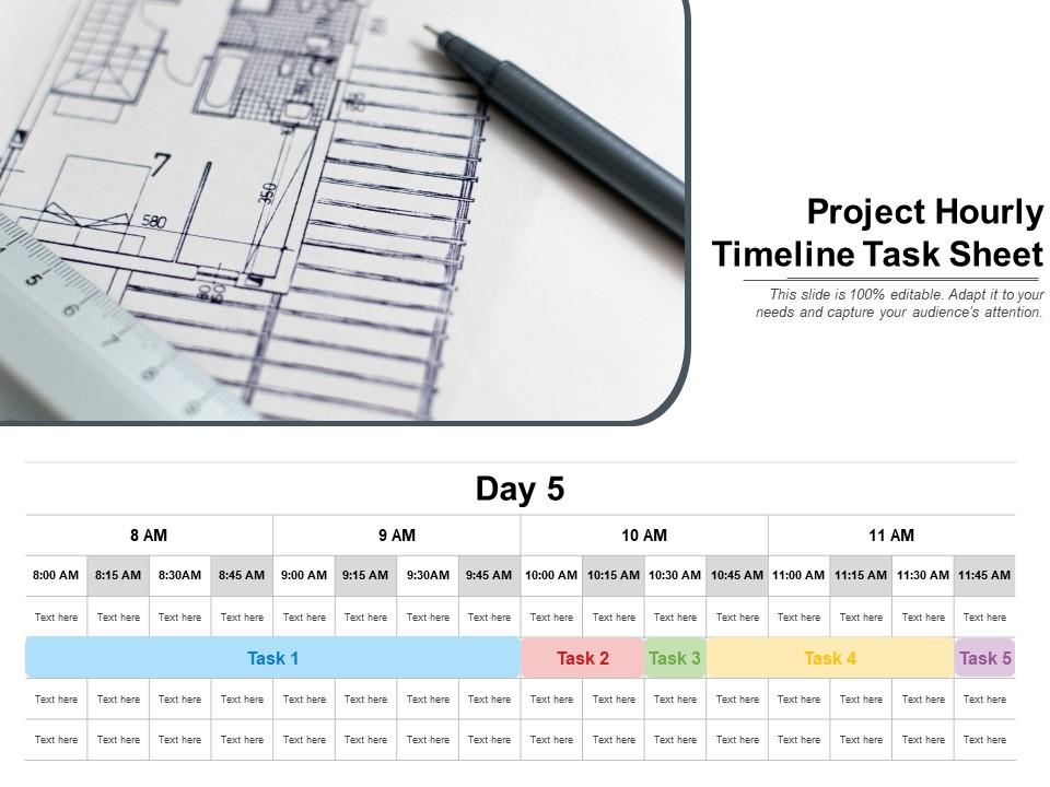 Template 5: Project Hourly Timeline Task Sheet PPT Template
