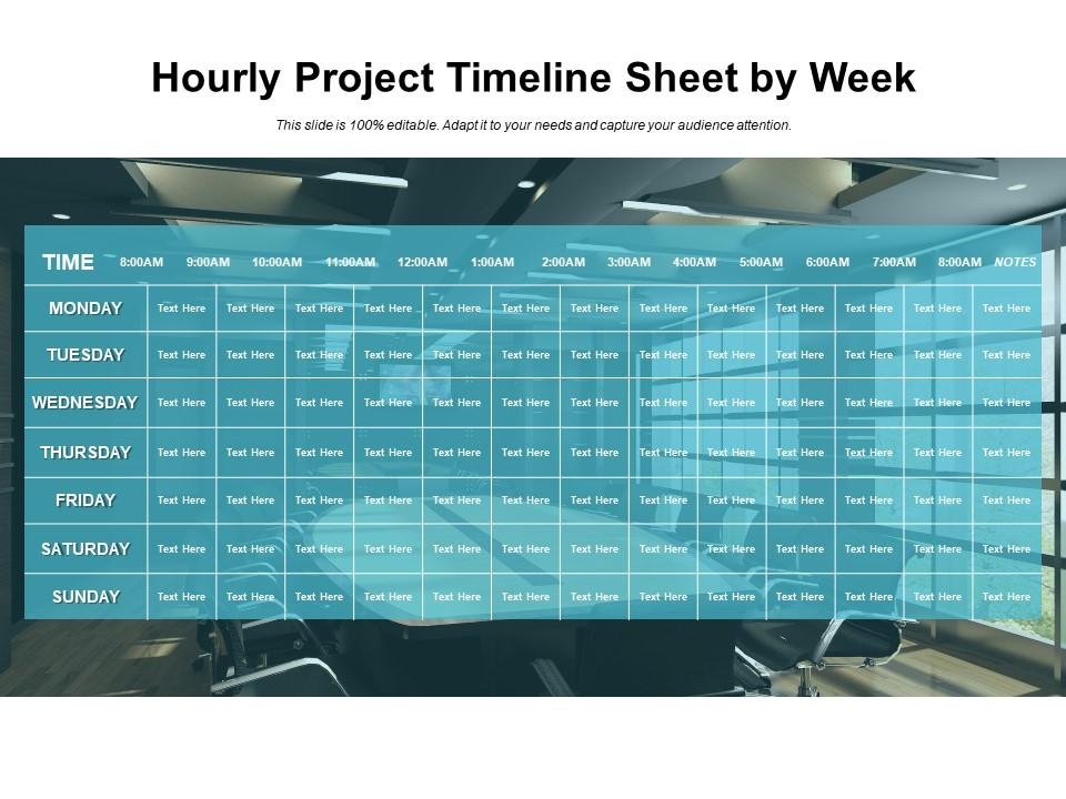 Template 6: Hourly Project Timeline Sheet by Week PowerPoint Template